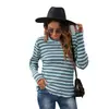 Toma real en stock nuevo otoño e invierno 2021 transfronterizo Amazon chaqueta de manga larga con estampado de rayas suéter de punto de cuello redondo para mujer