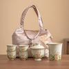 Fabricante Conejo Ru Horno Tazón Cubierto Juego de Taza de Té Una Olla Dos Tazas Tazón de Té de Cerámica Portátil Individual de Alta Gama con Tapa