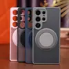 Funda magnética para teléfono con sensación de piel para Samsung S26Ultra con soporte giratorio, Funda protectora mate anticaída para S25Fe, Funda protectora anticaída para S24