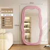 Espejo de Cuerpo Entero de Forma Irregular de Moda, Espejo de Pie Ondulado para Uso Doméstico, Sala de Estar, Habitación de Niñas, Espejo de Tocador, Espejo de Tocador Estilo Crema