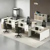 Combinación de escritorio y silla de oficina para personal, moderno y simple, estación de trabajo en cubículo para empleados, estación de trabajo de oficina para cuatro personas para uso comercial
