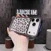 Capa de Celular Luxuosa com Estampa de Leopardo Galvanizada e Cravejada de Diamantes para Apple 17Promax Iphone16 Nova 14 Anti-Queda 15 Couro