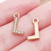 Kc Ponto Dourado Diamante 26 Letras Inglesas Liga de Zinco Pingente DIY Brincos Artesanais Pulseira Colar Acessórios de Joia