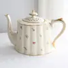 Conjunto de Xícaras de Café Retrô Estilo Europeu com Pires, Xícara de Chá Grande de Cerâmica Estilo Inglês com Borda Dourada, Conjunto de Xícaras para Restaurante e Bar Estilo Francês