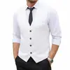 Chaleco Sólido de Color para Hombre, Corte Ajustado, de Botón Único y Cuello en V para Novio y Ropa de Escenario