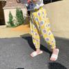 Pantalones de Playa para Niños Estilo Vintage Floral Verano Protección Solar Pantalones Versátiles Anti-mosquitos Niñas Verano Estampado Cintura Media-alta