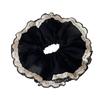 Diadema de Seda Dulce Beige para Mujer con un Toque de Lujo, Scrunchie de Moño, Accesorio para el Cabello Sujetador de Cola de Caballo con Borde de Encaje
