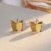 Estilo Coreano Ins Elegante Design de Nicho Lindo Colar Borboleta Fosca Simples e Versátil Aço Titânio Banhado a Ouro Conjunto de Decorações