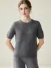 Suéter de Cachemira de Manga Corta Nuevo para Mujer Primavera 2026, Tejido de Punto de Color Sólido con Cuello Redondo, Jersey Fino para Viajar