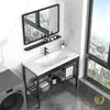 Marco de acero inoxidable, lavabo de cerámica, mueble de baño pequeño para apartamentos pequeños, lavadero independiente para balcón, lavabo simple para propiedades de alquiler