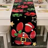 Caminho de Mesa de Natal Novo Transfronteiriço da Amazon, Venda Direta da Fábrica Jogo Americano Estampado com Árvore de Natal e Papai Noel