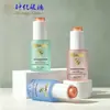 Botella de vidrio macarrón redonda recta de 30 ml con gotero, bomba gotera de presión transparente, botella dispensadora cosmética portátil para líquido de esencia