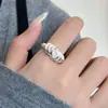 Anillo Geométrico Retro de Plata de Ley S925 para Mujer, Estilo Minimalista, Lujo Ligero, Versátil, Anillo Abierto Ajustable para el Dedo Índice, Producto Nuevo