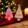 Árvore de Natal de Vidro Esmaltado Zibo com Luzes, Presente de Mesa de Natal de Vidro Escovado, Luminária Noturna, Ornamento Decorativo