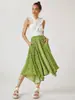 Falda midi de lunares elástica en la cintura y bajo irregular, superventas transfronterizo europeo y americano, estilo vacacional, favorecedora de la figura