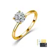 Anillo de moissanita minimalista de plata de ley S925 con cuatro garras, anillo de compromiso clásico de moda de lujo ligero con banda delgada