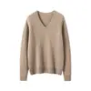 Suéter de cachemira liso con cuello en V para mujer, nuevo estilo otoño/invierno, tejido de ochos, suéter liso de manga larga, adecuado para el trabajo, corte ajustado y se puede usar como capa base