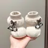 Sapatos de Inverno para Recém-Nascidos Meninas, Sapatos de Algodão Quentinhos de Princesa, Sapatos Pré-Caminhada para Bebês, 3-6-12 Meses, Protetores de Pés com Solado Macio