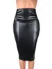Falda Sexy Versátil de Cuero Sintético de Cintura Alta hasta la Rodilla con Abertura y Diseño Bodycon Estilo Europeo y Americano para Comercio Exterior Ruso Transfronterizo Venta al por Mayor