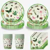 Festa Temática Inseto Verde de Novo Produto Transfronteiriço Borboleta Inseto Utensílios de Mesa Decoração para Primeiro Aniversário Banner Criador de Atmosfera
