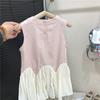 Vestido Chaleco para Niñas Verano Cola de Pez Encaje Costuras Estilo Hepburn Vestido de Princesa Estilo Coreano Falda sin Mangas Comercio Exterior