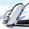 Base de Expansión de Aleación de Aluminio Tipo Laptop Doble Puerto USB-C/USB Cuatro en Dos Divisor USB 3.0 Expansor Multi-Puerto
