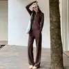 Garantía de Calidad Sin Bolitas Conjunto de Dos Piezas Reductor de Edad Estilo Coreano para Mujeres de Mediana Edad Primavera/Otoño Nuevo Estilo Chaqueta Adelgazante Conjunto de Pantalones de Pierna Ancha