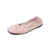 Bailarinas talla grande 40-42 para comercio exterior, modelo nuevo de otoño de piel de oveja, punta redonda, lazo, suela suave, zapatos tipo rollito de huevo para casa