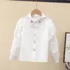 Camisa Infantil Blanca Manga Larga Primavera y Otoño Uniforme de Clase Uniforme de Actuación Encaje Uniforme de Estudiante para Niñas Nueva Camisa de Primavera y Otoño para Niñas
