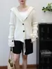 Cárdigan de Punto con Solapa Grande y Diseño de Cinta 2025 Otoño e Invierno Nuevo Estilo Coreano Suelto Elegante Chaqueta Suéter Tendencia para Mujer