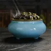 Direto da fábrica queimador de incenso de cerâmica celadon com craquelê tampa de cobre fio de liga antiga incenso de sândalo queimador de incenso atacado