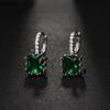 Elle Mosha Transfronterizo Europeo y Americano Retro Minimalista Cuadrado Color Zirconia Micro Aretes Esmeralda Aretes Misteriosos para Mujer