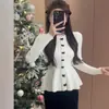 Atuendo de Año Nuevo: Suéter Festivo Rojo con Lazo para Mujer Otoño/Invierno 2025 Tallas Grandes Súper Elegante Top Tejido para Damas de Tallas Grandes