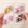 Conjunto de Laços Bordados com Flores para Meninas Europeias e Americanas Acessórios de Cabelo de Tecido Presilha para Franja Presilha de Cabelo Feita à Mão Fofa de Tecido 5177