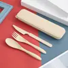 Set Portátil de Cuchillo, Tenedor y Cuchara de Paja de Trigo, Tres Piezas, Creativo, para Adulto, Estudiante, Viaje, Regalo Portátil, Vajilla