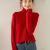 Suéter de Cashmere BaiCaiRong 2026 Outono/Inverno Feminino com Gola Alta, Design Versátil, Tricô de Lã