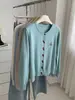 Cárdigan de Punto Retro Estilo Coreano con Doble Botón y Cuello Redondo para Mujer Estilo Principios de Otoño 2026 Suéter Abrigo Delgado de Lana con Bordado de Letras Frescas