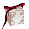 Caixa de doces de casamento com flor pintada à mão Lírio-do-vale rosa hortênsia Lírio Tulipa caixa de doces com bronzear com fita
