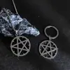 Design Europeu e Americano Personalizado Estrela de Cinco Pontas Geométrico Redondo Pingente Colar Chaveiro Montagem Pingente Roupas Acessórios Versáteis