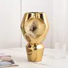 Adorno de artesanía en cerámica con baño de oro y plata, estilo moderno de lujo ligero, para la decoración del vestíbulo y la entrada del hotel