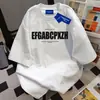 Camiseta Feminina de Manga Curta com Estampa de Letras da Marca Americana Ins Tendência Verão 2025 Casual Solta Moda Versátil Gola Redonda
