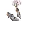 Otoño 2026 Nuevo Estilo Francés Punta Fina Color de Moda Bloque de Color Zapatos de Mujer Versátiles Tacón Alto Punta Fina Elegantes Zapatos de Salón de Boca Baja