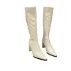 Botas largas de punta fina con tacón grueso para mujeres menudas, botas Chelsea, nuevos estilos otoño/invierno, estilizan y alargan la figura, elegantes botas de montar de tacón alto