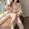 Pijama de Terciopelo Coral para Mujer Dos Piezas Invierno Engrosado Forro Polar Estilo Princesa Linda Nuevo 2024 Ropa de Casa de Franela