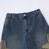 Shorts jeans bordados com estrelas, masculino, estilo verão, calça de marca da moda, solta, reta, média