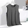 Chal sin mangas de cuello redondo con sensación de hielo, Top de verano de seda helada para correr, Chaleco deportivo para hombre, Camiseta sin mangas de secado rápido