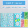 Conjunto de Réguas para Alunos do Ensino Fundamental, Gabarito Transparente, Conjunto Especial de Réguas Flexíveis para Relatórios Manuscritos, Conjunto Versátil de Réguas Kaleidoscópio, Mini Régua