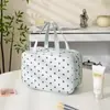 Bolsa de Maquiagem Portátil Grande Capacidade com Bolinhas Menta de Três Camadas para Saída de Meninas, com Zíper, Portátil, Em Estoque, Dropshipping