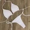 Bikini Sexy de Tres Piezas de Color Sólido con Cuello Halter Estilo Europeo y Americano para Mujer, Traje de Baño Multicolor con Atado Ajustable