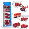 Brinquedo Infantil de Puxar Bombeiro Cidade Engenharia Militar Conjunto Modelo de Carro Atacado Brinquedos de Desenvolvimento Intelectual
